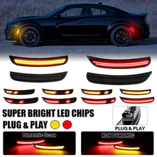 4PCS Front Rear Bumper Lamps LED Side Marker Lights For Dodge Charger 2015-2023