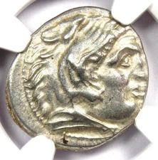 Alexander the Great AR Drachm Greek Silver Coin 336 BC - NGC Choice XF (EF)