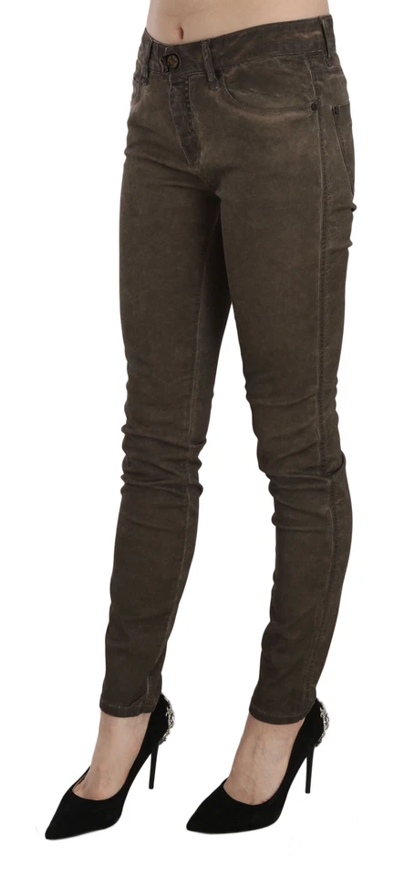 Pantalones PLEIN SUD JENIUS Algodón Marrón Cintura Media Pantalón Ajustado s. W27 PVP $500 Foto 3 de 4