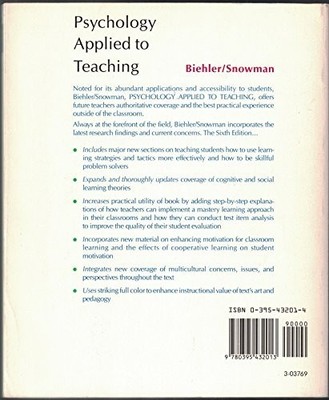 Psychology Applied to Teaching, Snowman, Jack