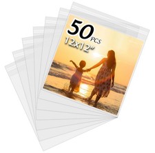 50 PCS 12 2/5 x 12 2/5 Inch Clear Sleeves Storage Bags Art Photo Picture Mat