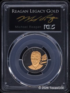 2016 Cook Islands $50 Black Proof Gold Ronald Reagan PCGS PR69DCAM Reagan