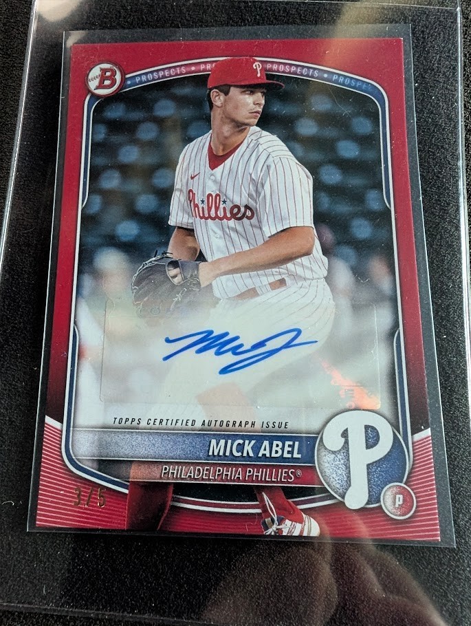 Mick Abel 2025 Bowman Prospects Autographs Red /5 #BPA-MA