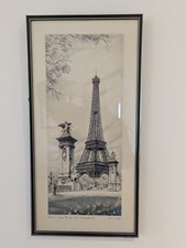 VINTAGE RAFAEL ORTIZ ALFAU,TOUR EIFFEL,FRAMED PRINT,LITHOGRPH,SIGNED PRINT