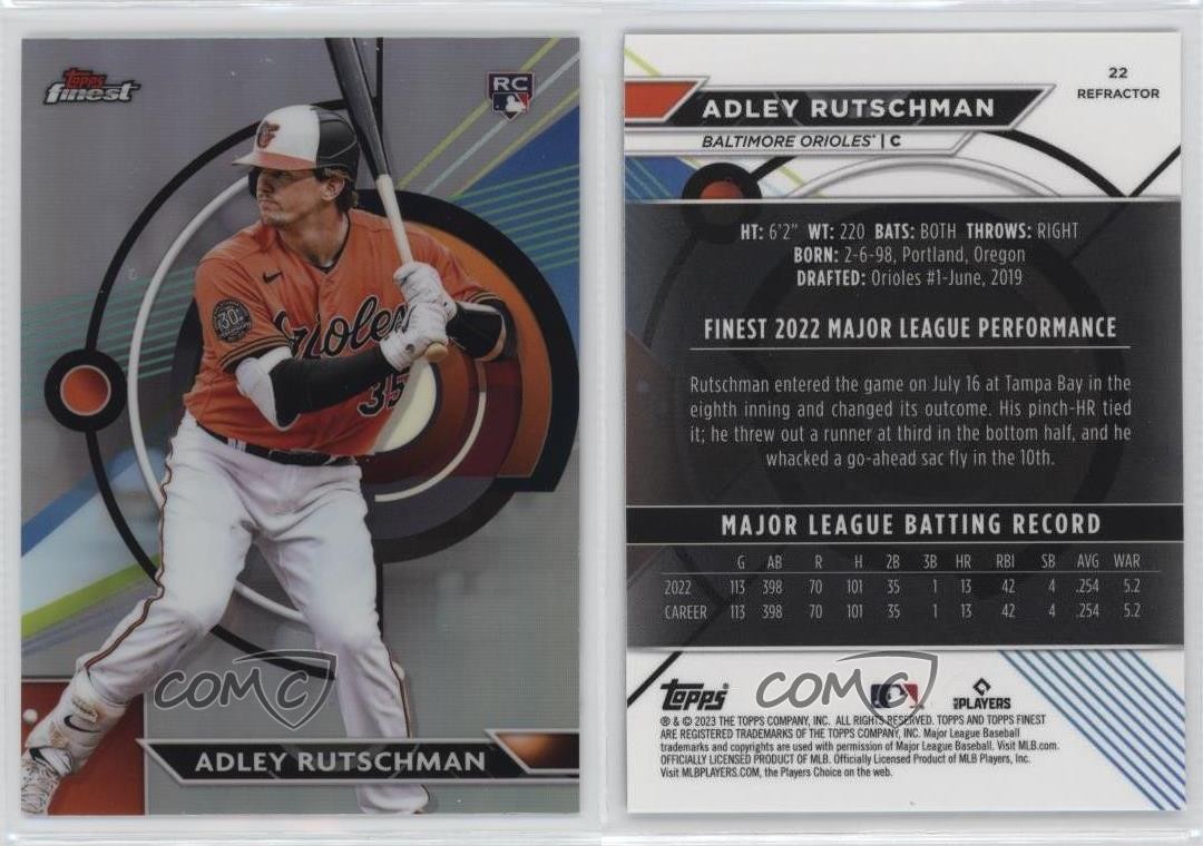 2023 Topps Finest Refractor Adley Rutschman #22 Rookie RC 09un | eBay