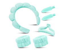 Spa Headband Wristband Set with Hair Clips Skincare Headbands for Washing Face S