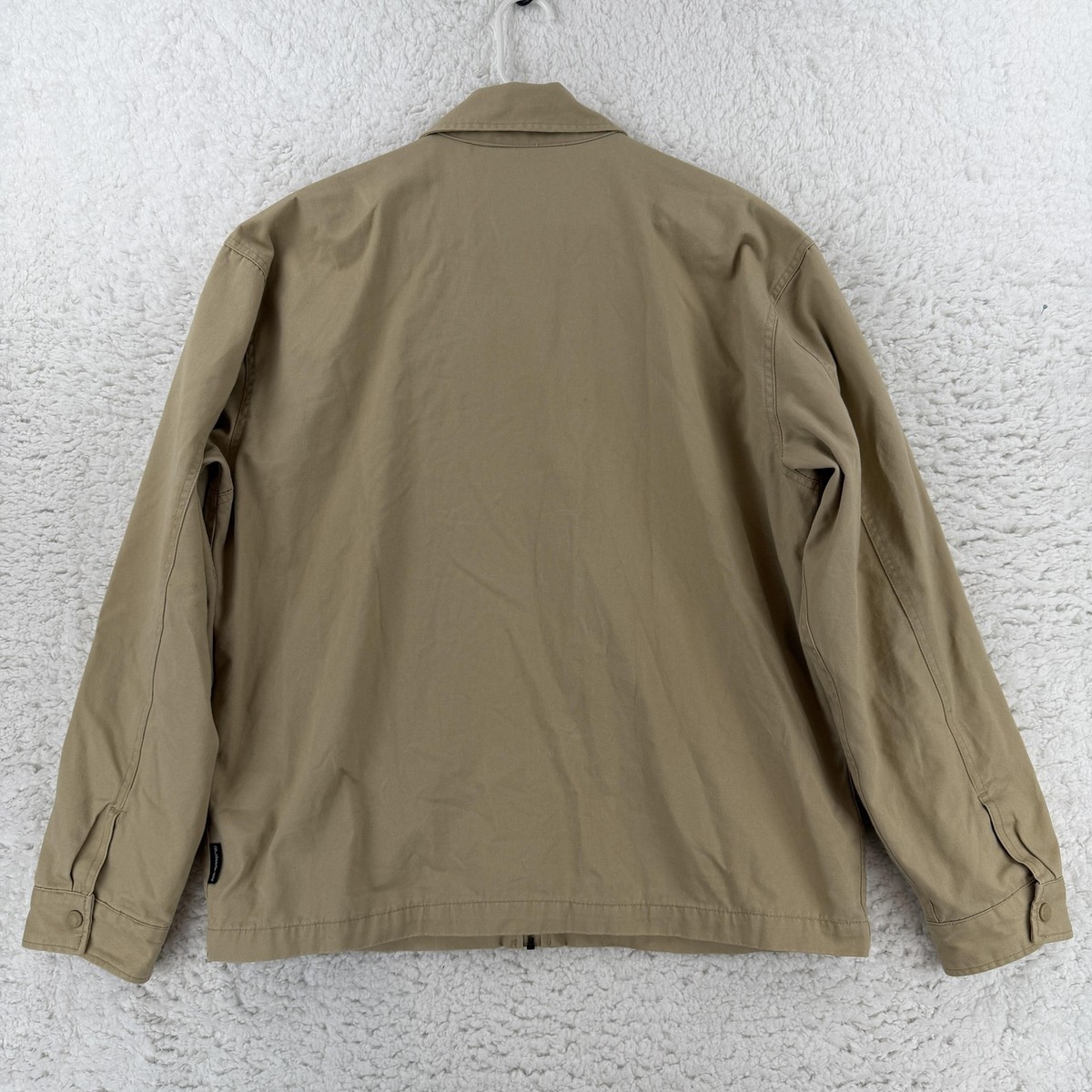Quiksilver Work Jacket Mens XL Beige Canvas Full Zip Lined Casual