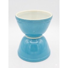 Vtg. Pyrex Turquoise Blue Mixing Bowls Set 2 Rare Unnumbered 1940s Arched Logo