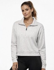 Zyia activewear light grey cropped sweatshirt Medium yoga running lounge