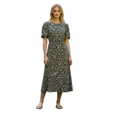 OLD NAVY | Women’s Navy Floral Maxi Dress size XS Side Slit Puff Sleeve Smocked