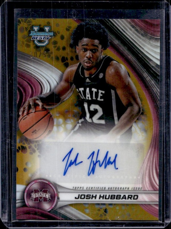 2024-25 Bowman's Best U Josh Hubbard Best of 2024 Auto Gold Refractor #/50