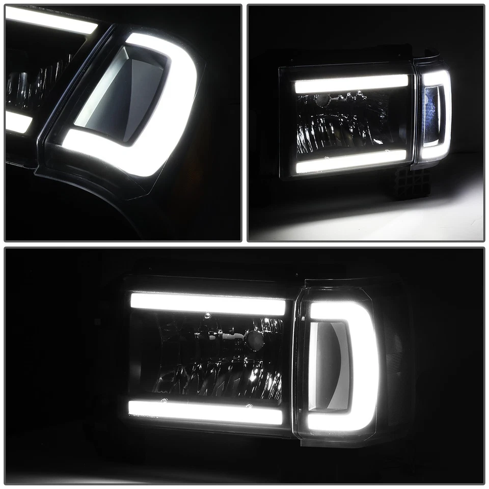 Par de faros LED DRL para Ford F150 F250 F350 Bronco 87-91 transparentes ahumados Foto 4 de 4