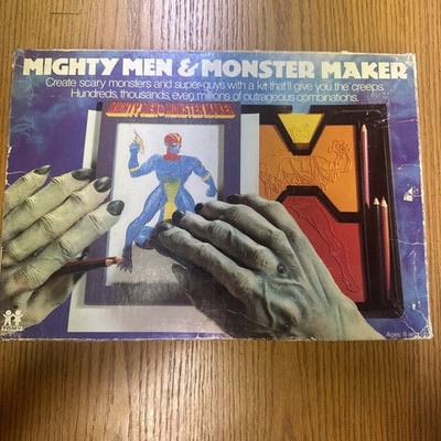 Vintage 1979 TOMY Mighty Men and Monster Maker Design Kit Missing 2 Face Plates