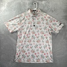 Bad Birdie Shirt men's XL Polo Performance Golf Cactus Floral AOP Print Casual