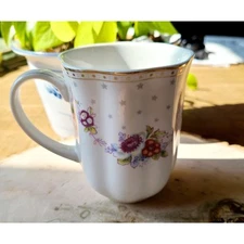 Grace’s Tea Ware Coffee Mug Floral Design With Gold Band & Silver Stars Cup