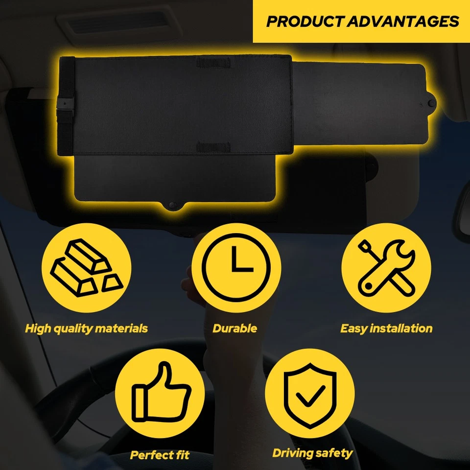 Juego de 2 pantallas para automóvil SUV para protector de visera de extensión solar extensión antideslumbrante unidad de conducción Foto 2 de 4