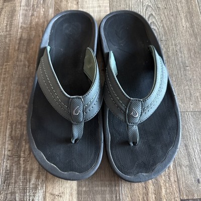 OluKai Hokua Flip Flop Sandals Men Size 11 M Black EVA Midsole Quick Dry Slip On