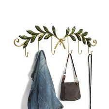 Olive Leaf Gold Wall Coat Hooks 6-Pack, Decorative Wall Mounted Coat Rack  Hea...