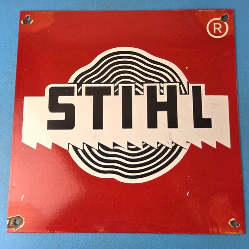 Vintage Stihl Chainsaw Sign - Porcelain Hardware Store Display Saw Gas Ad Sign