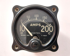 Vintage WESTON Model 606 T-168P DC Aircraft AMPS Indicator Gauge