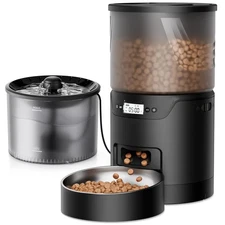 Automatic Cat Feeder and Water Fountain: 3L Timed Precise Cats Food Dispenser...