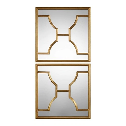Uttermost 09268 Misa 24" W x 24" H Square Framed Bathroom Wall - Gold - Picture 1 of 2