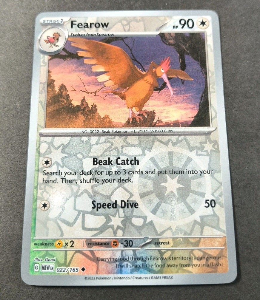 Pokemon 151 Fearow Reverse Holo Uncommon Card 022/165 NM