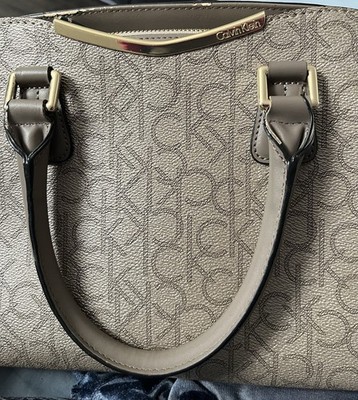 Calvin Klein Tan Satchel with Monogram Design