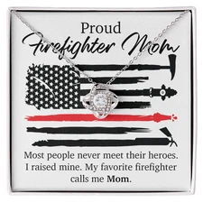 To My Proud Firefighter Mom, Birthday Gift For Mom, Necklace Gift For Mom