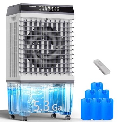  Evaporative Air Cooler, 3-IN-1 Swamp Cooler with 5.3 Gallon 31  Dark Gray