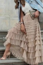 Beautiful woman’s plain ruffle hem tiered layered skirt For any occasion  Size 1