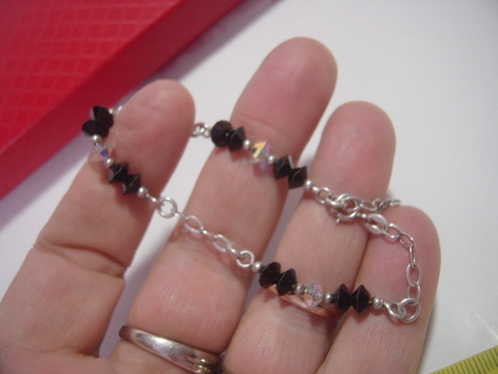 Superb Solid Silver Bracelet with Sparkly Crystal… - image 3