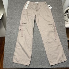 Tinseltown Juniors Mid-Rise Cotton Twill Straight Leg Dark Khaki Cargo Pants