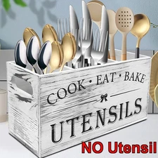 Kitchen Utensil Holder Wooden Utensil Organizer for Spoon Fork Knife Chopsticks