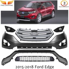 Front Bumper Cover Fascia & Grille Assembly Kit For 2015-2018 Ford Edge