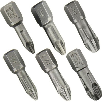 Wiha Bits PH/PZ 25mm 10 Stk Kreuzschlitz Phillips Pozidriv 1/4'' Made in Germany