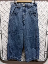 Vintage 90's JNCO Baggy Denim Embroidered Twin Cannon Jeans Size 32x30