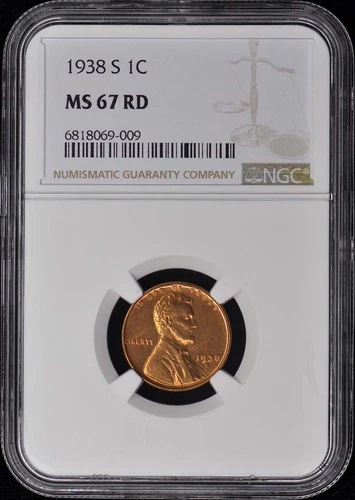 1938-S Wheat Reverse Lincoln Cent 1C NGC MS67RD