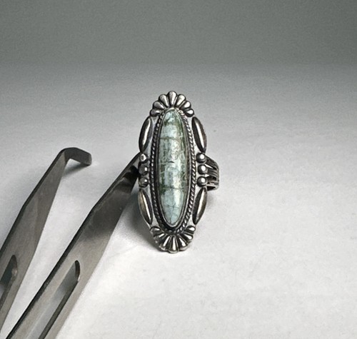 Vintage 925 Sterling Silver Native American Elongated Turquoise Ring | eBay