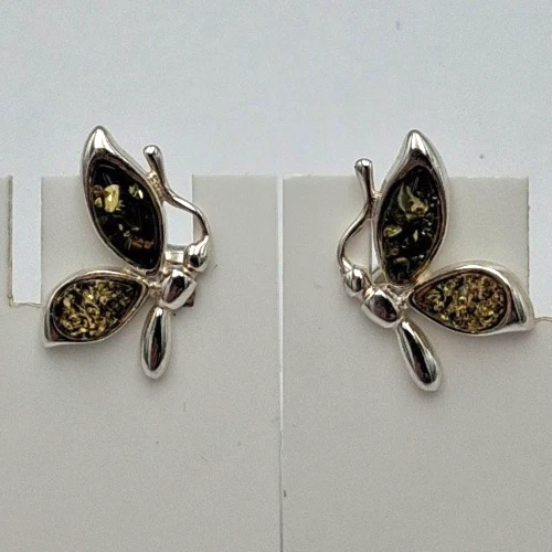 Orecchini A Goccia In Argento 925 Placcato Oro Con Ambra Baltica Blu - Gioielli Donna Con Certificato Di Autenticità