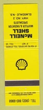 Matchbook Cover - Shell oil gas McNeill Elmsdale NS