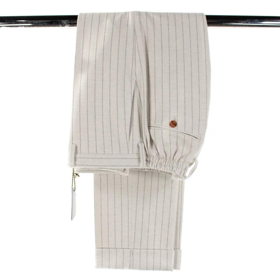 Traje de dos piezas Sartorio Kiton nuevo con etiquetas mezcla de lana 52R (42R EE. UU.) blanco con rayas grises Foto 3 de 4