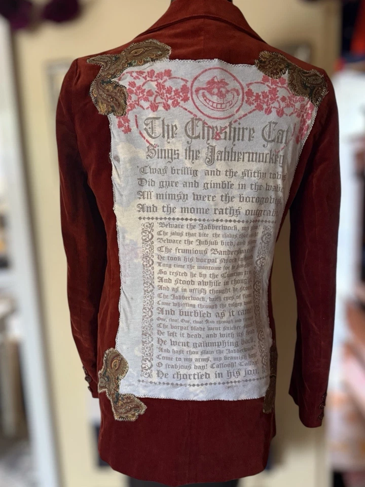 Tomboy of California блейзер размер 9 XS S вино бархат переработанный Jabberwocky Alice - Изображение 2 из 4