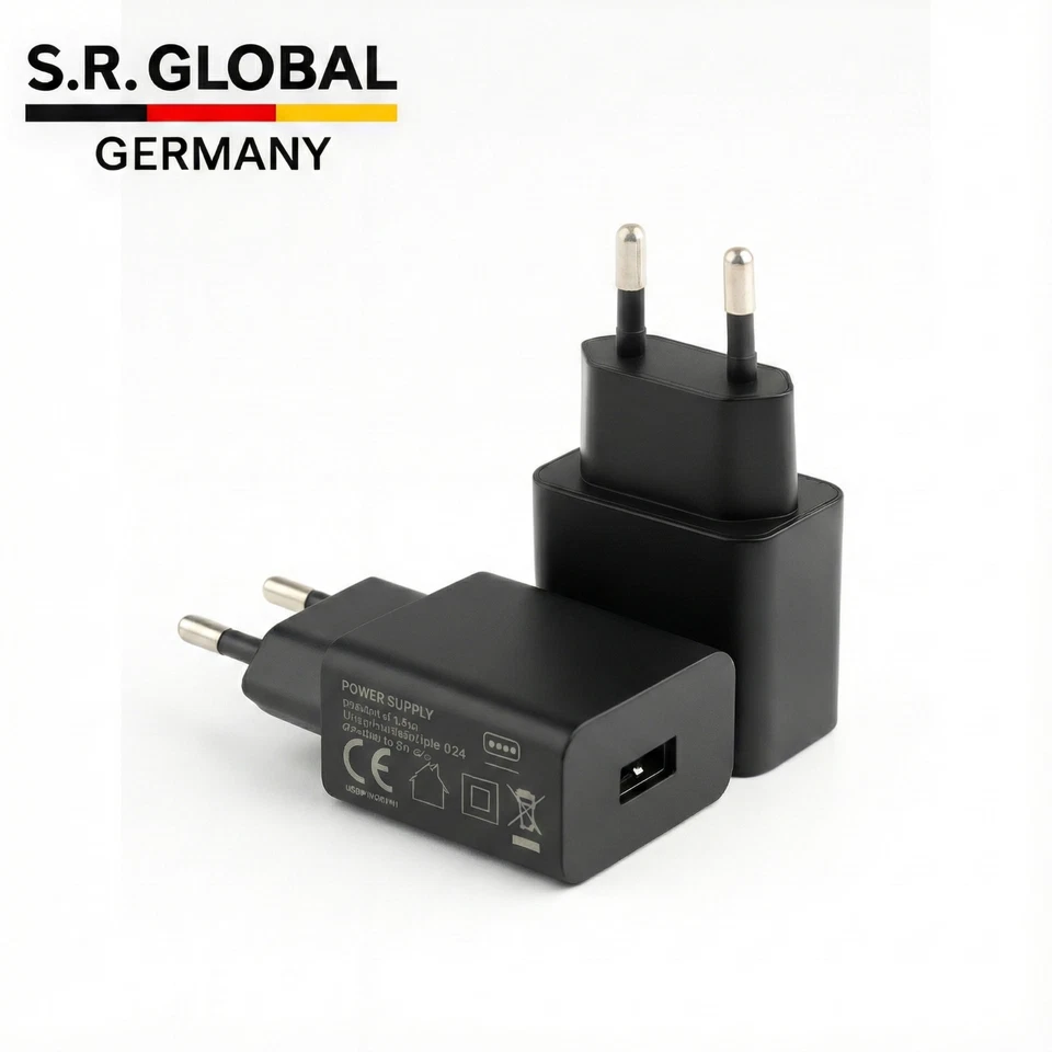 AURUM USB Ladegerät 5V 1A | EU Netzstecker 5W | CE zertifiziert | Schwarz