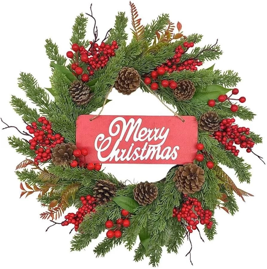 Corona de Navidad, 21 pulgadas Navidad Copo de Nieve Decoraciones Corona Artificial Foto 4 de 4