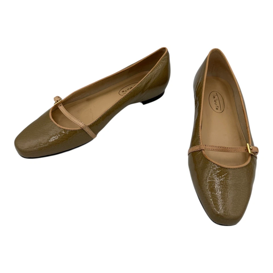 Talbots Women's Olive Green Patent Leather Ballet Flats Mary Jane Style Size 6B - Image 2 of 4