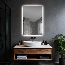 LED Bathroom Mirror 36"x24", 3-Colors Backlit, Stepless Dimmable, Anti-Fog, M...