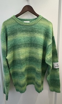Valldoreix Mohair-Style  Fuzzy Ball  Knit Gradient Green Sweater | Size M 