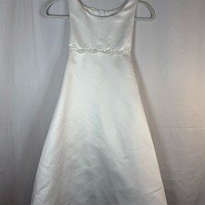 Alfred Angelo Flower Girl Dress Girls 7 Ivory A-Line Long Sleeveless Lace