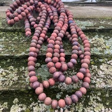 Wood Bead Garland String Beaded FarmHouse 9' Purple Rustic Hand Painted  Strung